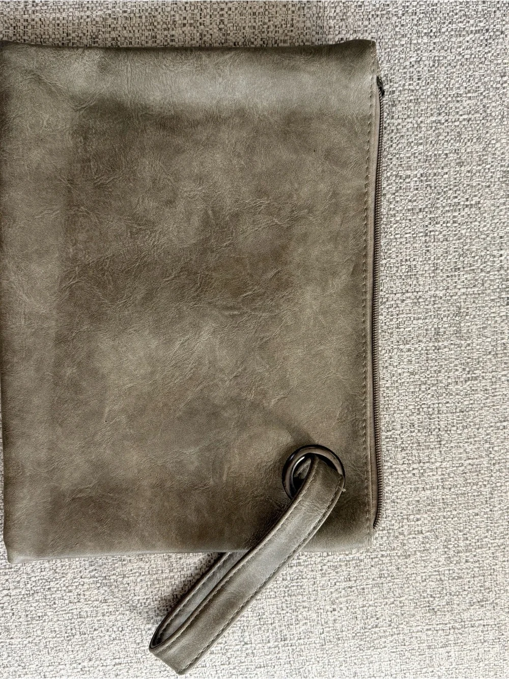 Men's Olive Green Leather Wristlet Clutch